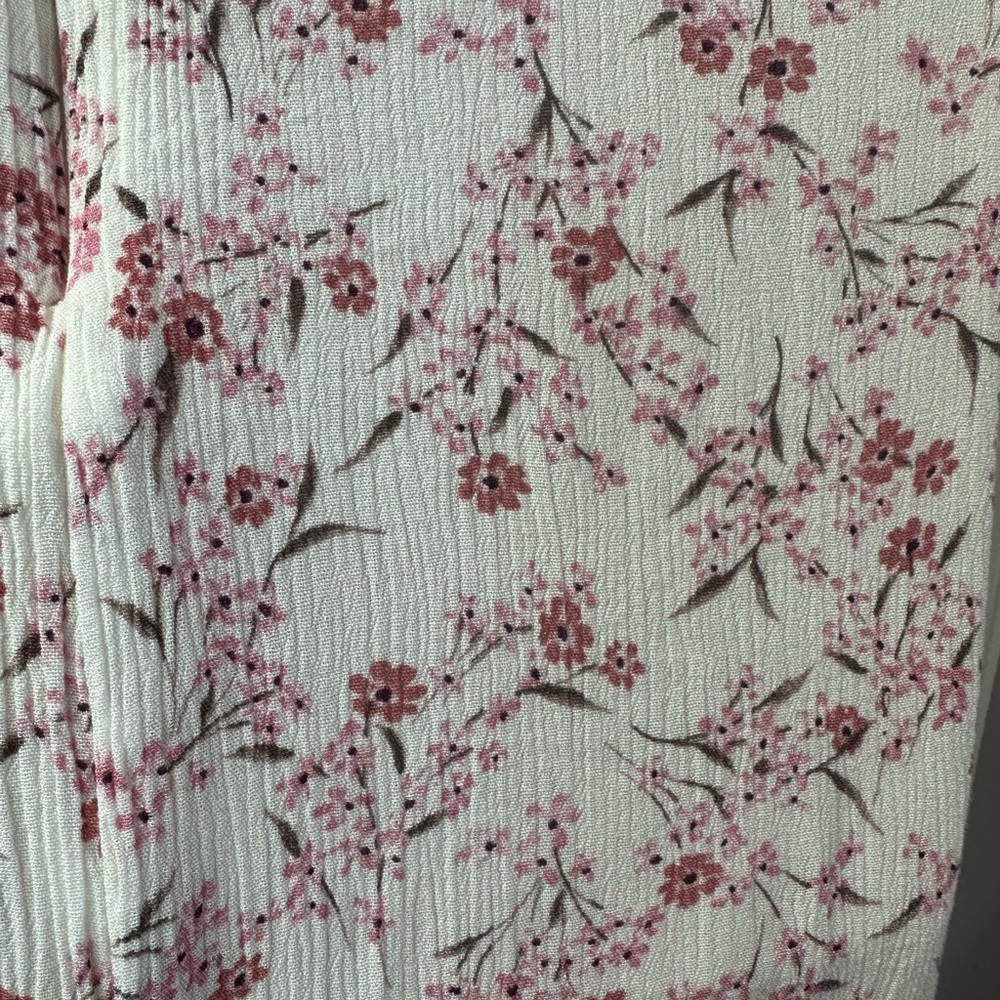Lulus Pink Floral Ruffle Hem Midi Open Front Prairie Fairy Skirt sz L - Picture 6 of 8